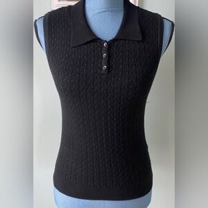 Women’s Sweater Vest Size Large But Runs Small Black Collared Forever 21 NWOT